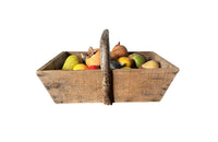 Wooden harvest panier, filled with a large collection of assorted Italian marble and alabaster fruit