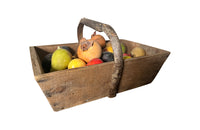 Wooden harvest panier, filled with a large collection of assorted Italian marble and alabaster fruit