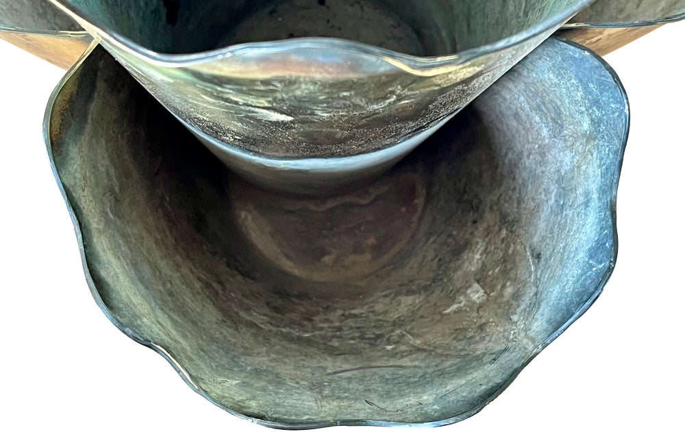 Rare, brass French florists vase comprising four flower vases