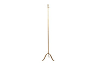 20th Century French stylish brass telescopic standard lamp with ringed reeded stem - mid century floor lamp