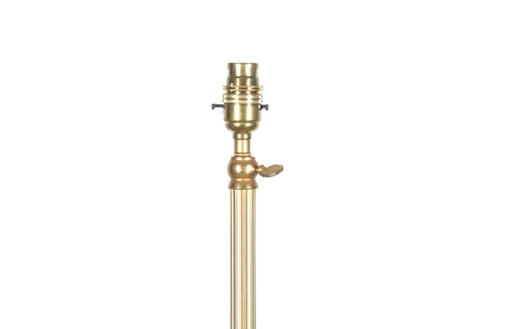 20th Century French stylish brass telescopic standard lamp with ringed reeded stem - mid century floor lamp