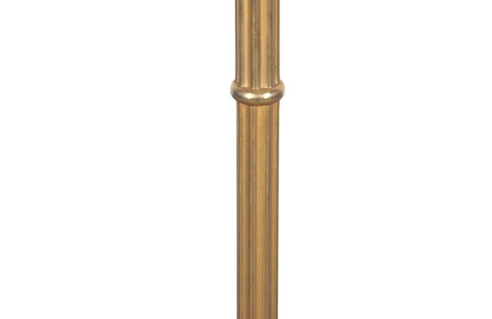 20th Century French stylish brass telescopic standard lamp with ringed reeded stem - mid century floor lamp