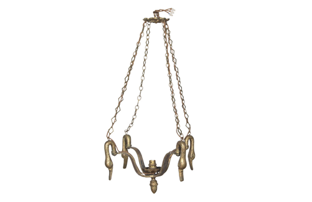 19th century French Empire hanging light with its matching pair of wall sconces - French Antique Lighting - french antique chandelier