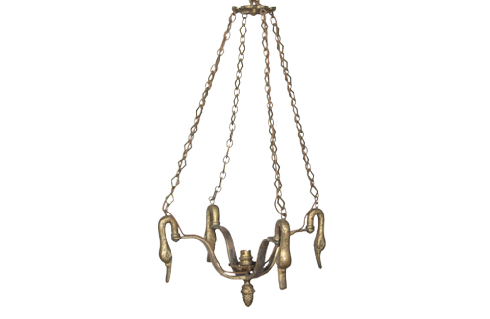 19th century French Empire hanging light with its matching pair of wall sconces - French Antique Lighting - french antique chandelier