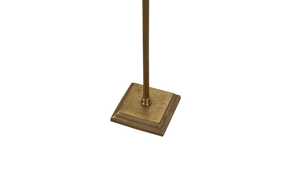 telescopic brass reading floor lamp in the Art Deco style with adjustable concertina arm.