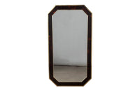 Large chic faux-tortoiseshell lucite and brass mirror in the Dior Home style. Circa 1970