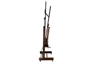 French oak artist's studio easel features a double crank mechanism allowing for the height to be adjustable as well as forward pitch. 19th century