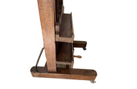 French oak artist's studio easel features a double crank mechanism allowing for the height to be adjustable as well as forward pitch. 19th century