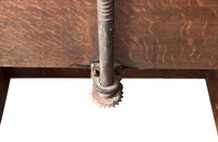 French oak artist's studio easel features a double crank mechanism allowing for the height to be adjustable as well as forward pitch. 19th century