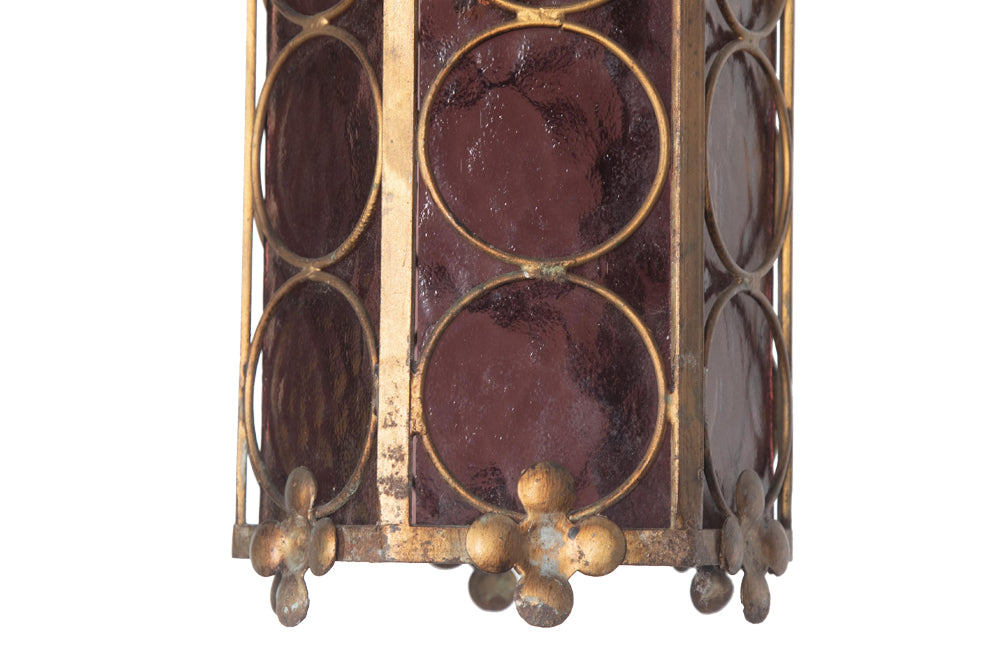 Mid 20th century small gilt iron Spanish lantern