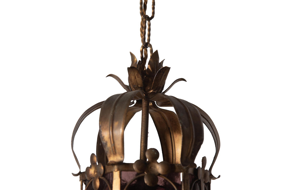 Mid 20th century small gilt iron Spanish lantern