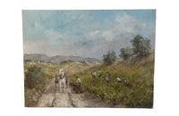 Wonderfully atmospheric 20th Century painting of a grape harvest by Paul Dellong