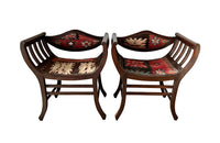 Stylish pair of early 20th century French armchairs studded and upholstered in Kilim. Circa 1920 in the Arts & Crafts Style. AD & PS Antiques