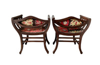 Stylish pair of early 20th century French armchairs studded and upholstered in Kilim. Circa 1920 in the Arts & Crafts Style. AD & PS Antiques