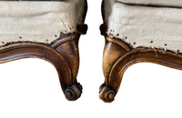 PAIR OF LARGE LOUIS XV REVIVAL FOOTSTOOLS