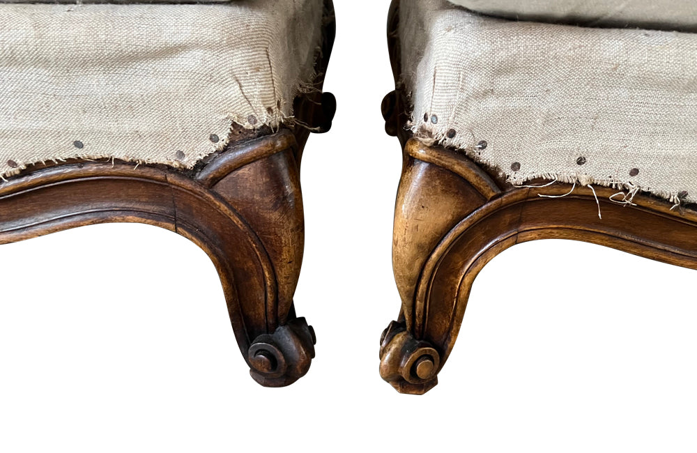 PAIR OF LARGE LOUIS XV REVIVAL FOOTSTOOLS