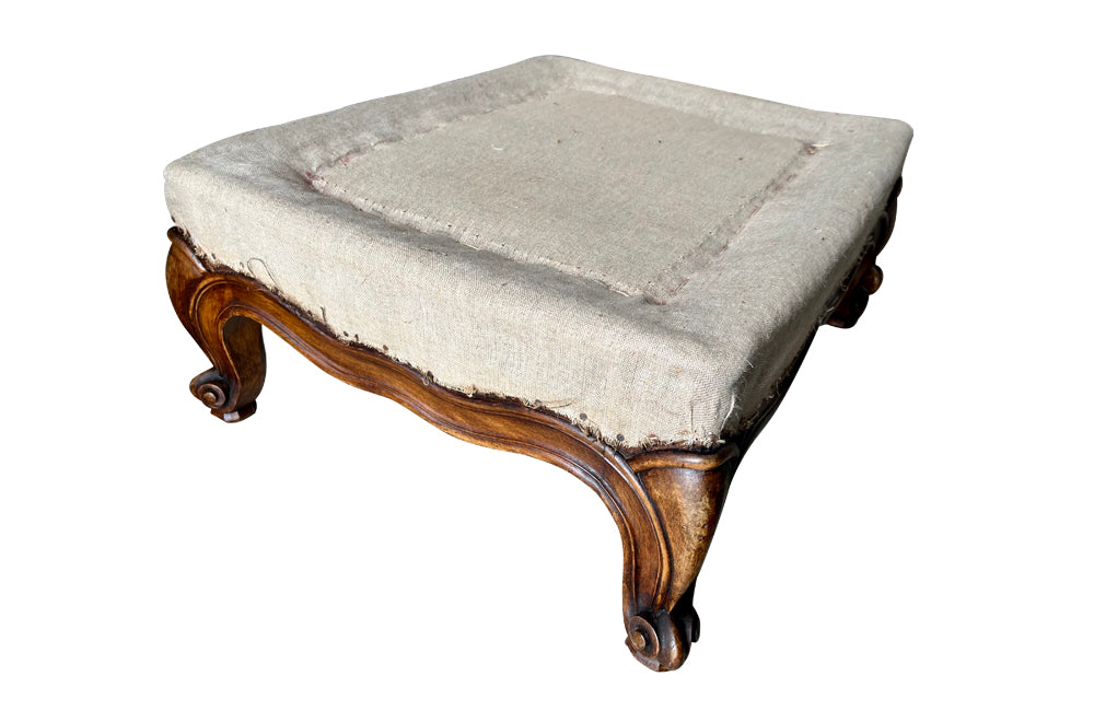 PAIR OF LARGE LOUIS XV REVIVAL FOOTSTOOLS