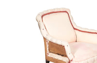 Pair of French, Napoleon III, piecrust country house armchairs.