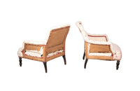 Pair of French, Napoleon III, piecrust country house armchairs.