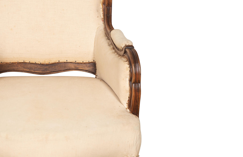 Pair of 19th Century Louis XV Revival Style high back Armchairs - French Antique Furniture - Antique Chairs - AD & PS Antiques