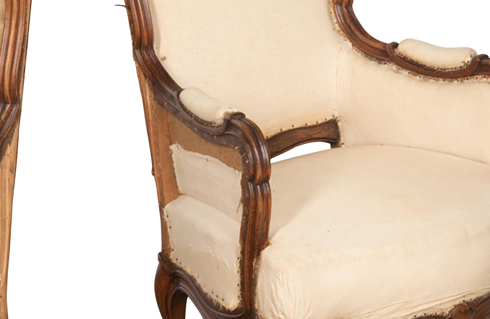 Pair of 19th Century Louis XV Revival Style high back Armchairs - French Antique Furniture - Antique Chairs - AD & PS Antiques