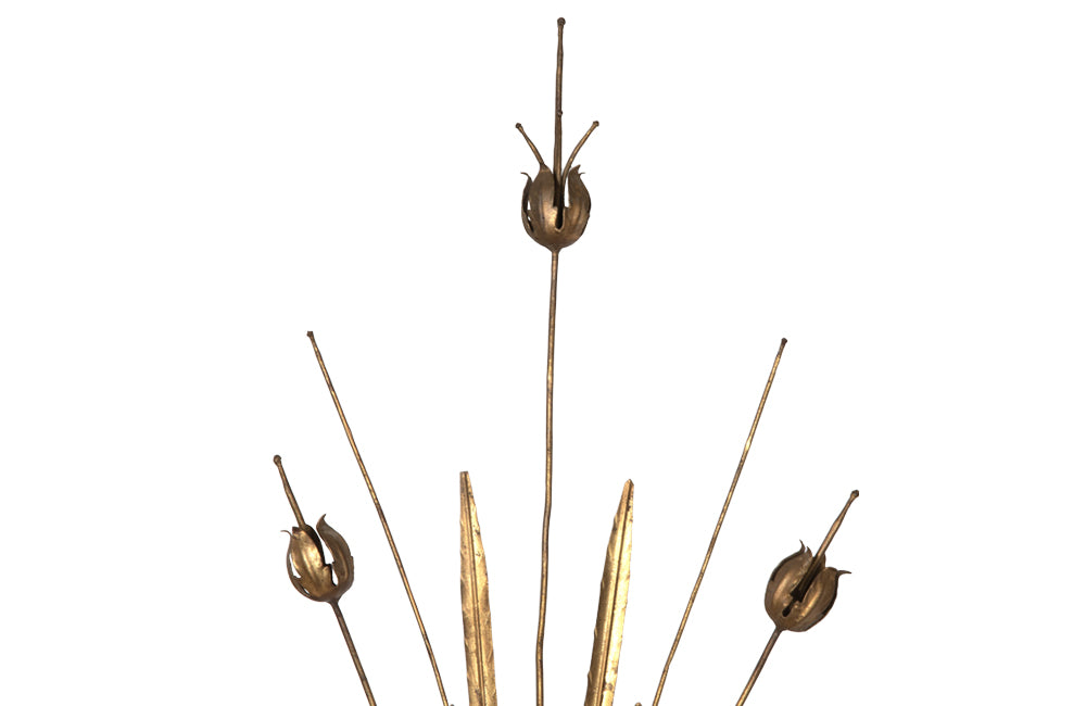 pair of giltmetal bulrush appliques wall lights circa 1970