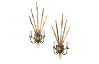 Pair of vintage Spanish gilt metal wall appliques in the form of reeds.