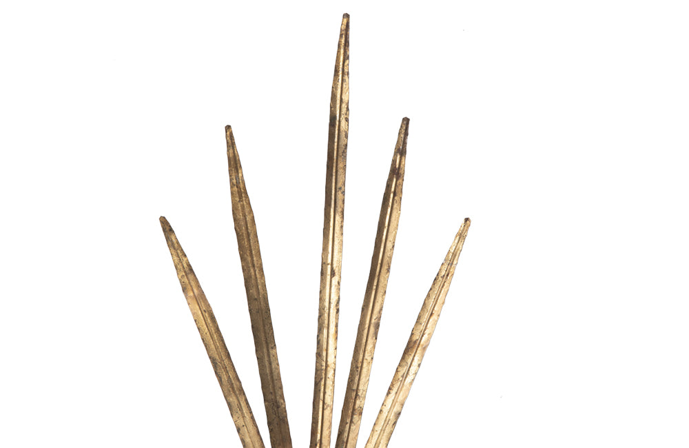 Pair of vintage Spanish gilt metal wall appliques in the form of reeds.