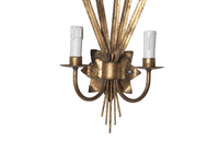 Pair of vintage Spanish gilt metal wall appliques in the form of reeds.
