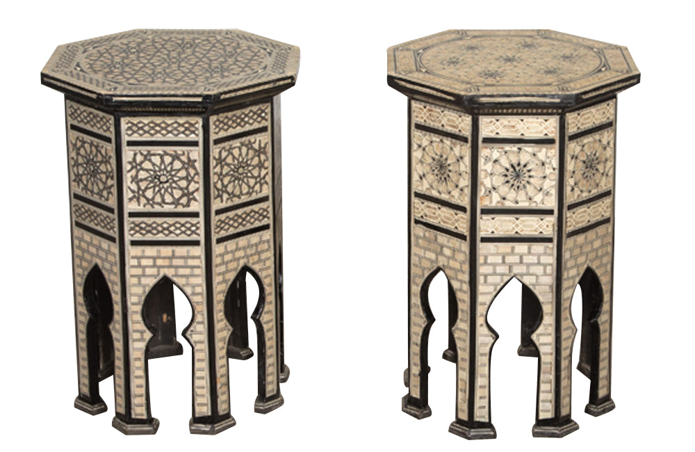 pair of Syrian Moorish style octagonal side tables with mother-of-pearl inlay