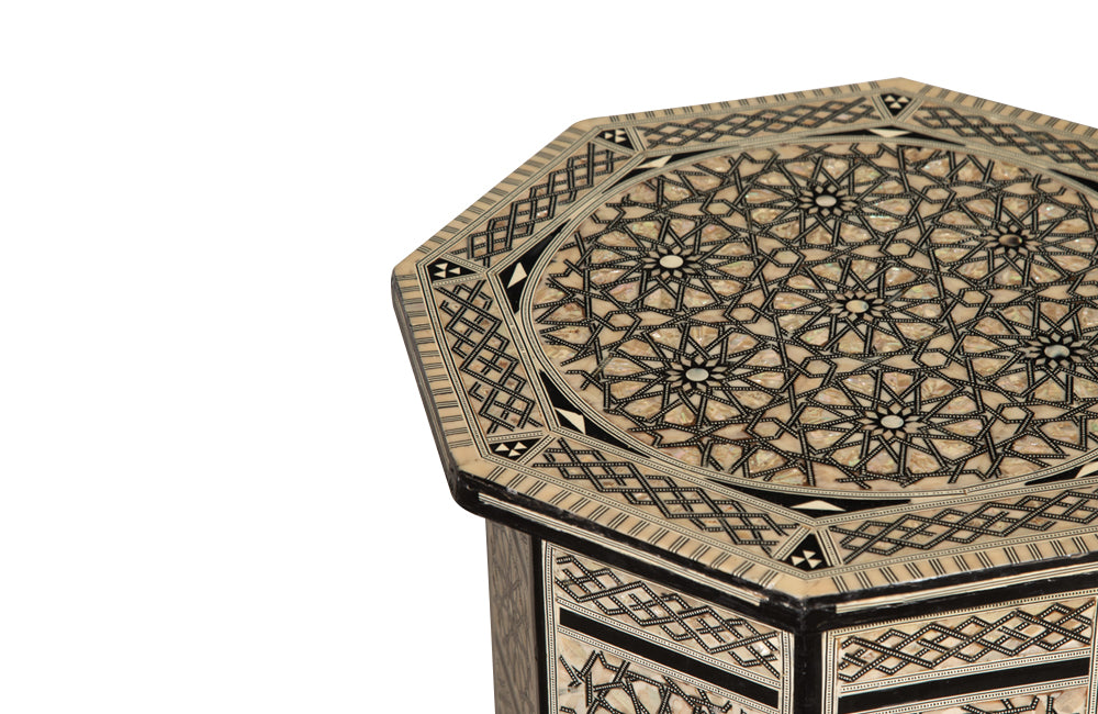 pair of Syrian Moorish style octagonal side tables with mother-of-pearl inlay