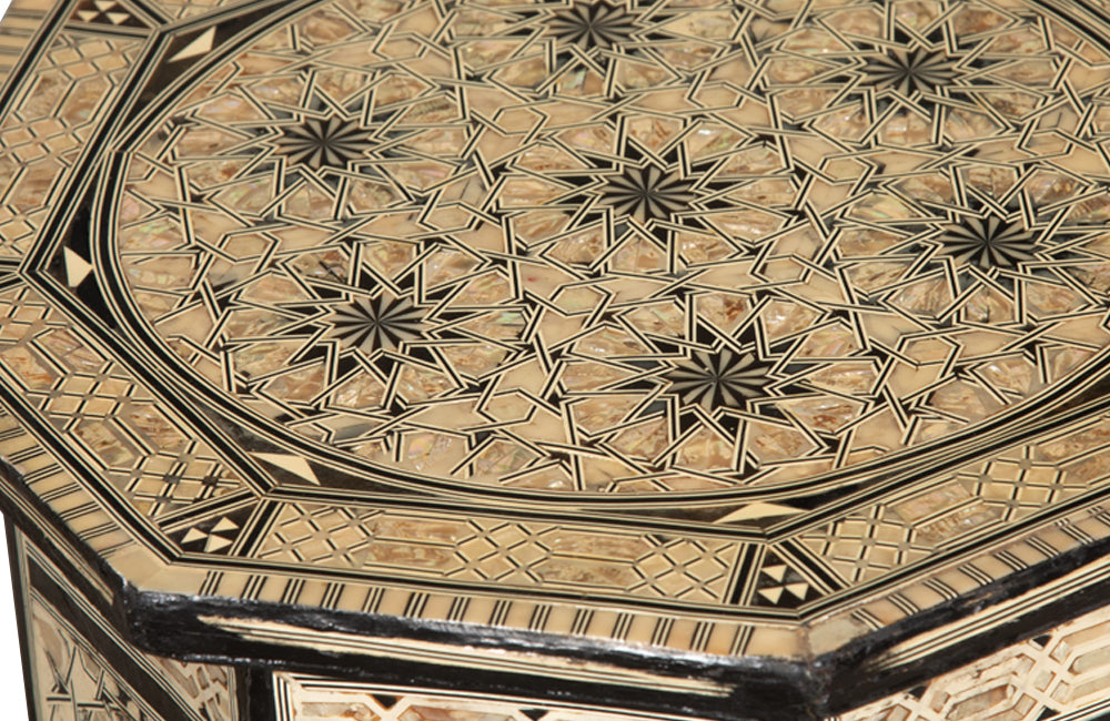 pair of Syrian Moorish style octagonal side tables with mother-of-pearl inlay