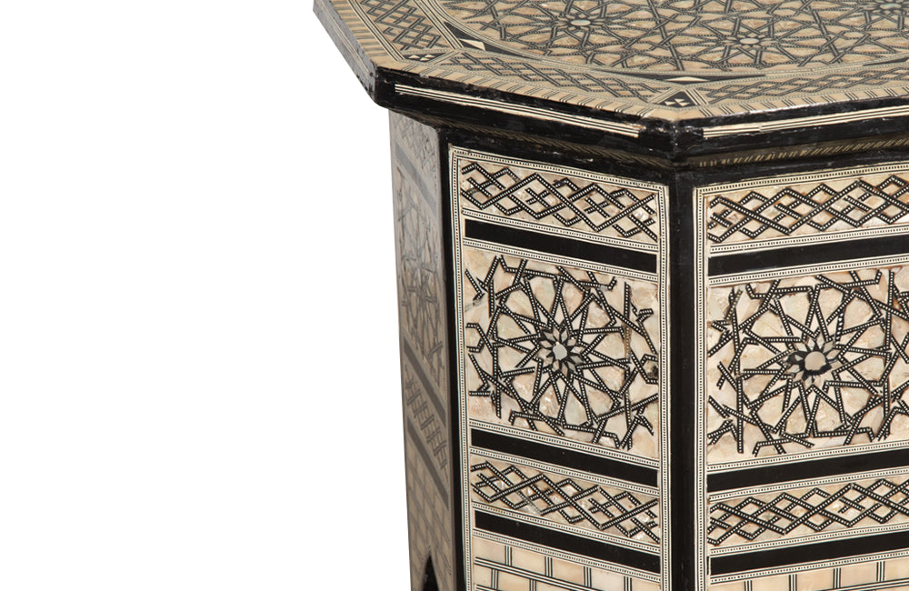 pair of Syrian Moorish style octagonal side tables with mother-of-pearl inlay
