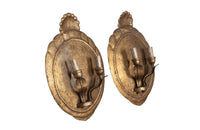 Italian decorative gilt tole oval wall light appliques with shell finials - Decorative Antiques - Antique Wall Lights - AD & PS Antiques