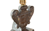 Pair of pressed metal tole 19th century urn table lamps