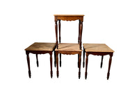 Pair of French square wooden bistro tables with scrubbed tops circa1920
