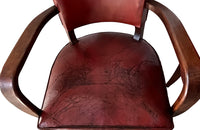 SET OF FOUR LEATHER BRIDGE CHAIRS