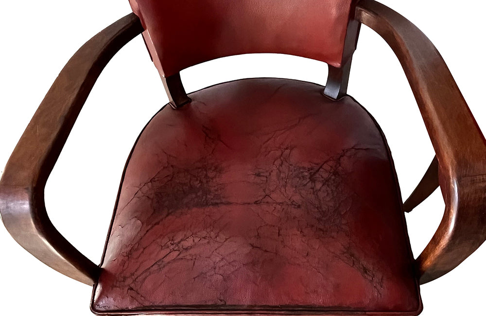 SET OF FOUR LEATHER BRIDGE CHAIRS