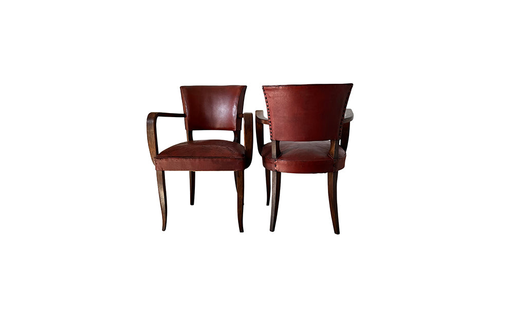 SET OF FOUR LEATHER BRIDGE CHAIRS