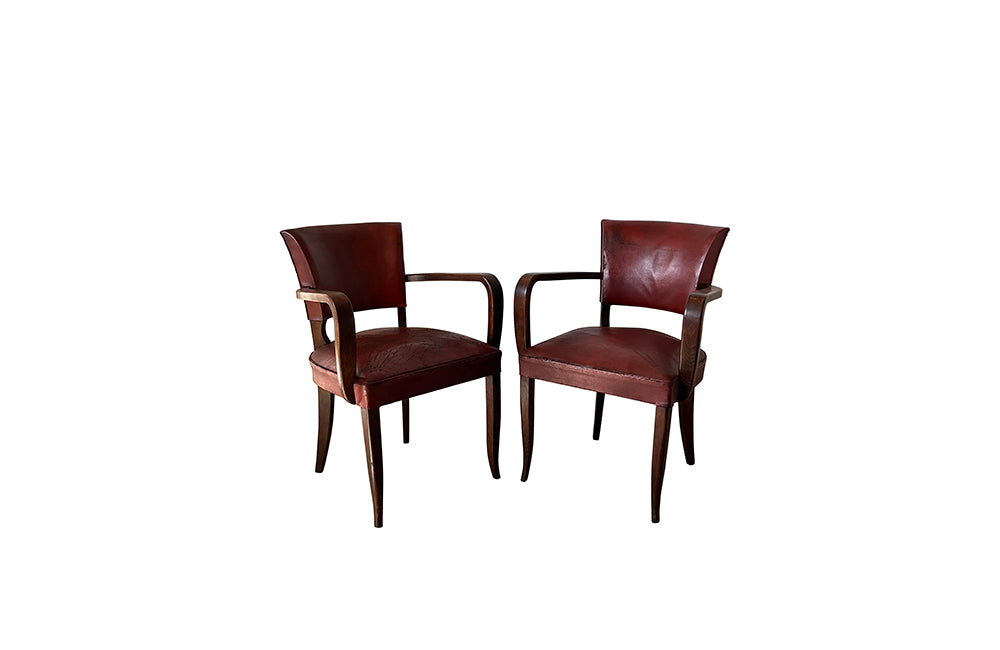 SET OF FOUR LEATHER BRIDGE CHAIRS