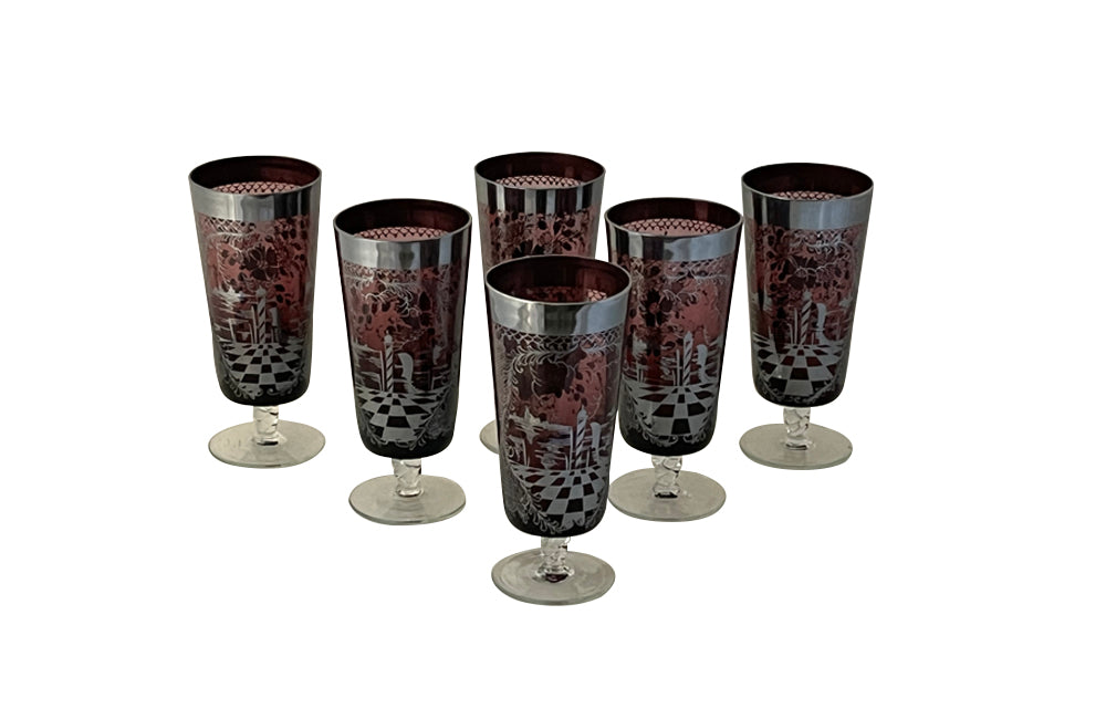 SET OF SIX MURANO TALL GLASSES