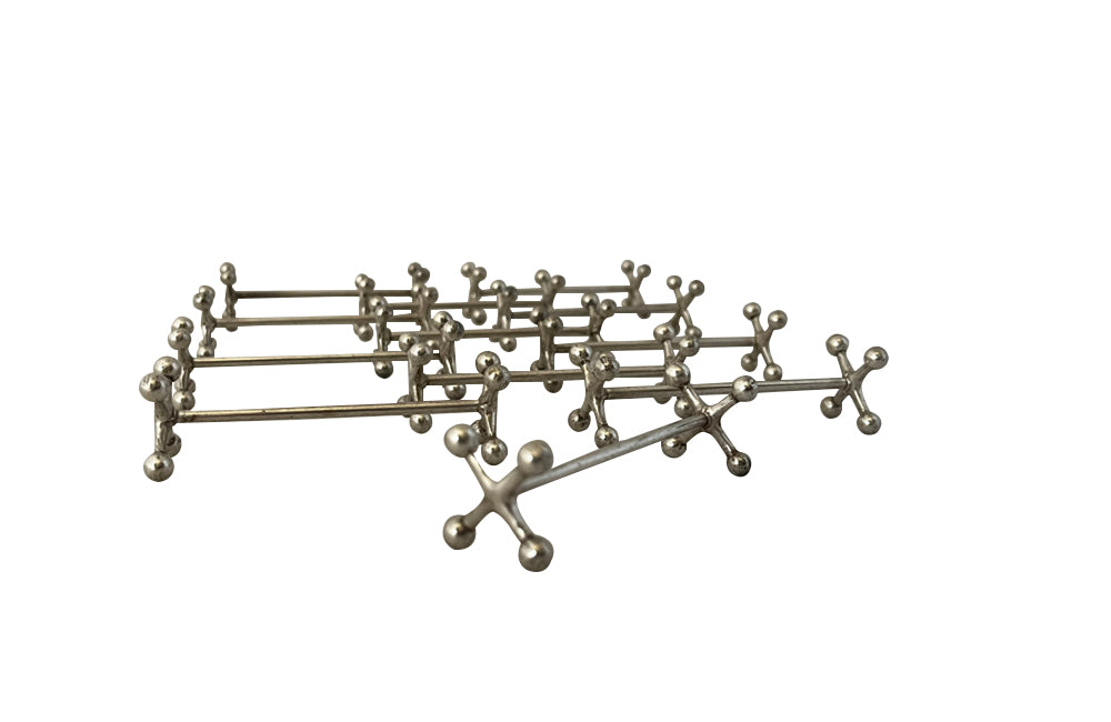 Stylish set of twelve art deco silverplate cutlery rests of simple and elegant design.