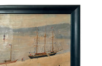 20th Century signed Small Framed Seaside Oil Painting - French Antiques