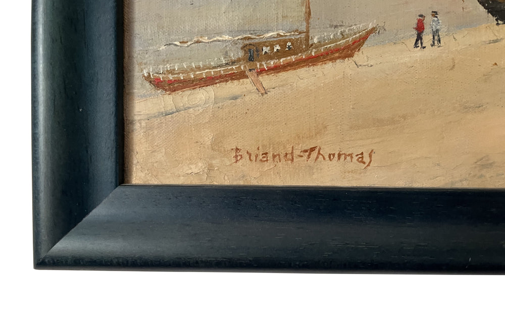 20th Century signed Small Framed Seaside Oil Painting - French Antiques