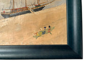 20th Century signed Small Framed Seaside Oil Painting - French Antiques