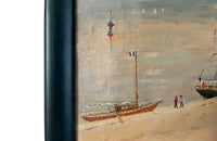 20th Century signed Small Framed Seaside Oil Painting - French Antiques