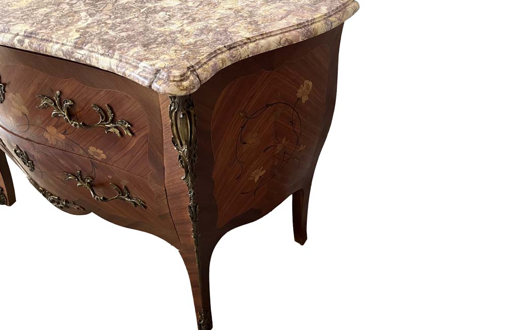 Louis XV Revival Marquetry Commode - French Antique Furniture - Antique Commode  - French Antiques - Decorative Antiques - AD & PS Antiques