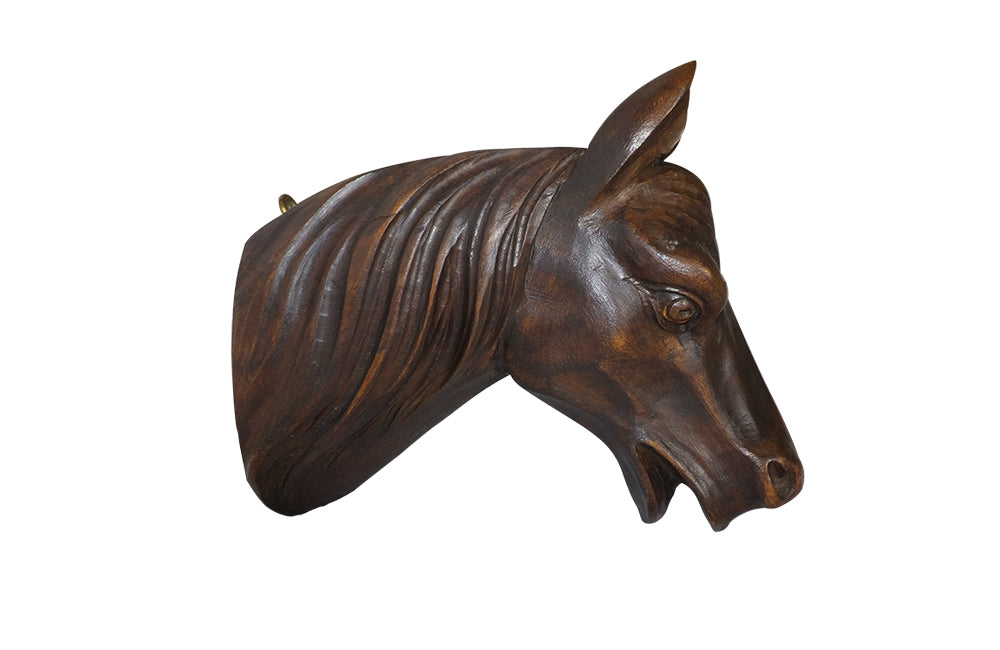 Carved Horse Head Wall Decoration-Equestrian Antiques-Carved Wall Decoration-Wall Art-Decorative Accessories-AD & PS Antiques