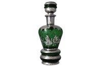 Murano Glass Cocktail Set - Venetian Green Glass & Silver Liqueur Service - Murano Glass Carafe and Glasses - Vintage Glassware - Green Glass - Antique Glassware - Italian Antiques -Vintage Italian Accessories - AD & PS Antiques