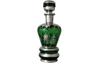 Murano Glass Cocktail Set - Venetian Green Glass & Silver Liqueur Service - Murano Glass Carafe and Glasses - Vintage Glassware - Green Glass - Antique Glassware - Italian Antiques -Vintage Italian Accessories - AD & PS Antiques